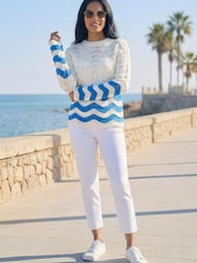 Roman White Chevy Pointelle Knit Jumper - Image 4 of 4