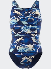 adidas Blue Junior Swimsuit - Image 1 of 3