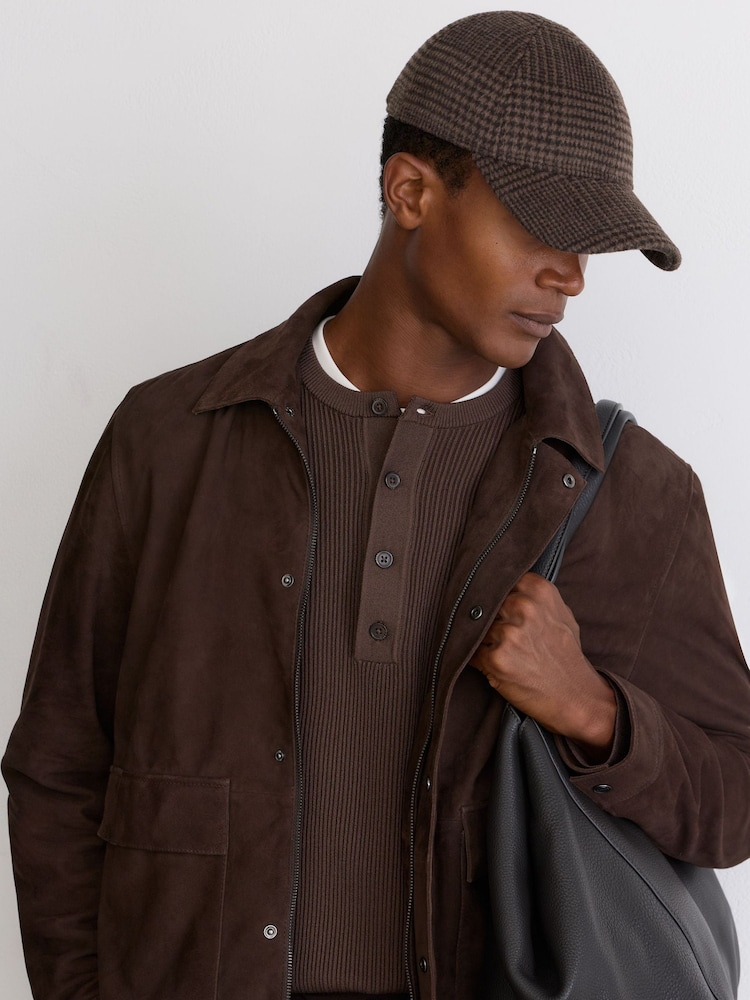 Reiss Brown Rover Wool-Blend Houndstooth-Check Baseball Cap - Image 1 of 6 Reiss Brown Rover Wool-Blend Houndstooth-Check Baseball Cap - Image 1 of 6