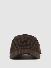 Reiss Brown Rover Wool-Blend Houndstooth-Check Baseball Cap - Image 2 of 6