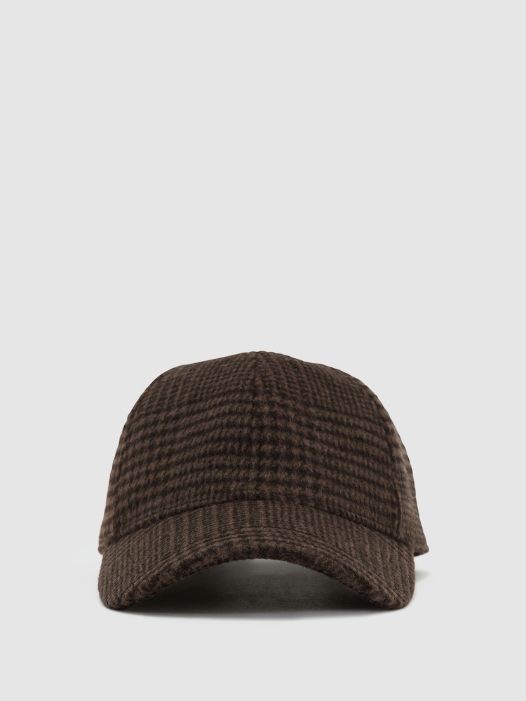 Reiss Brown Rover Wool-Blend Houndstooth-Check Baseball Cap - Image 2 of 6 Reiss Brown Rover Wool-Blend Houndstooth-Check Baseball Cap - Image 2 of 6