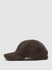 Reiss Brown Rover Wool-Blend Houndstooth-Check Baseball Cap - Image 3 of 6