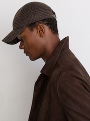 Reiss Brown Rover Wool-Blend Houndstooth-Check Baseball Cap - Image 4 of 6