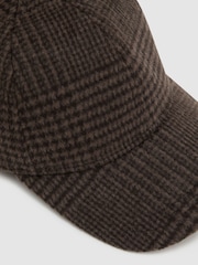 Reiss Brown Rover Wool-Blend Houndstooth-Check Baseball Cap - Image 6 of 6