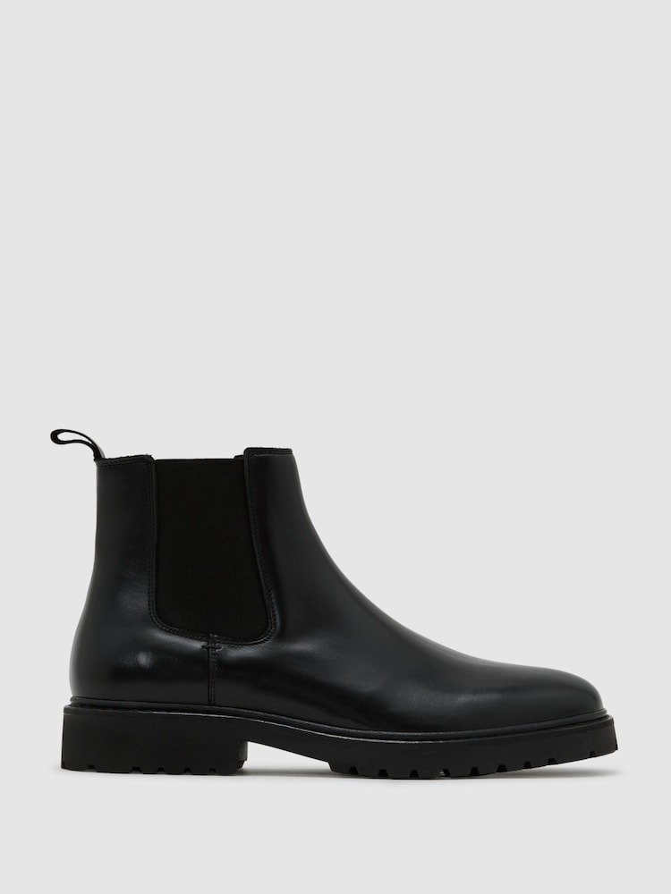 Reiss Black Milton Leather Chelsea Boots - Image 1 of 4