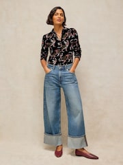 White Stuff Black Annie Cotton Jersey Shirt - Image 1 of 6
