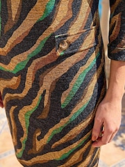 Roman Brown Zebra Print Stretch Swing Dress - Image 4 of 4