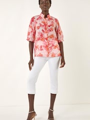 Roman Orange Floral Print Button Detail Blouse - Image 2 of 5