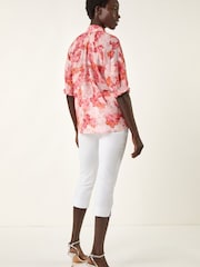 Roman Orange Floral Print Button Detail Blouse - Image 3 of 5