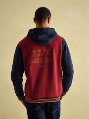 Joules Official Blair Navy/Burgundy Unisex Colourblock Hoodie - Image 3 of 7