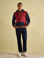 Joules Official Blair Navy/Burgundy Unisex Colourblock Hoodie - Image 5 of 7