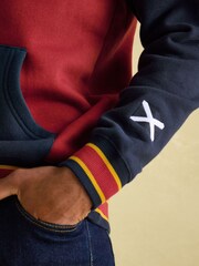 Joules Official Blair Navy/Burgundy Unisex Colourblock Hoodie - Image 6 of 7