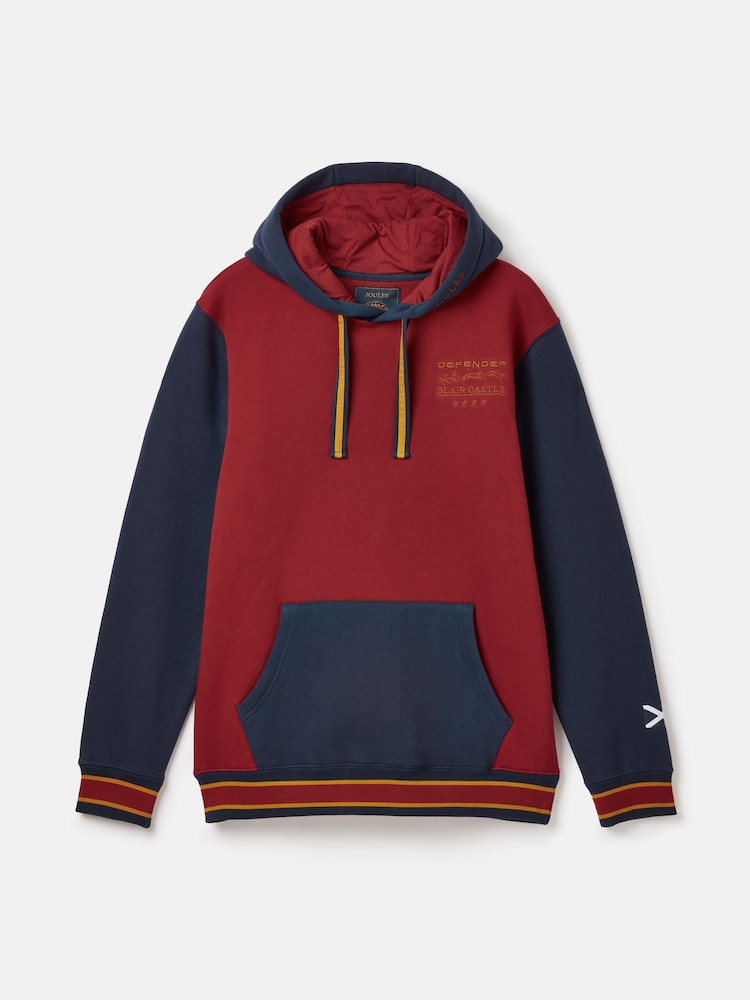 Joules Official Blair Navy/Burgundy Unisex Colourblock Hoodie - Image 7 of 7