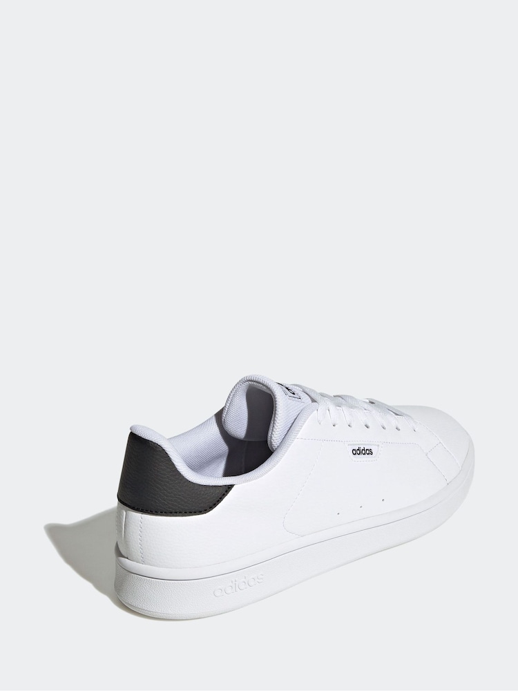 adidas White Black Urban Court Trainers - Image 2 of 8