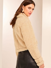 Lipsy Camel Shearling Biker Jacket - Image 5 of 6