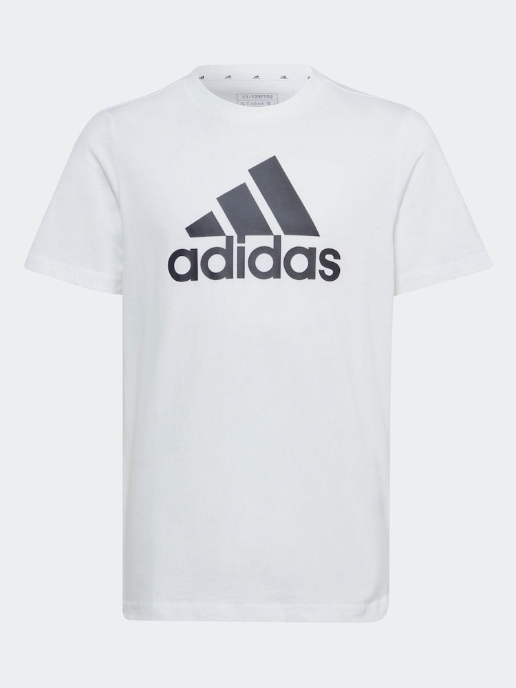adidas White Sportswear Essentials Big Logo 100% Cotton T-Shirt - Image 1 of 5 adidas White Sportswear Essentials Big Logo 100% Cotton T-Shirt - Image 1 of 5