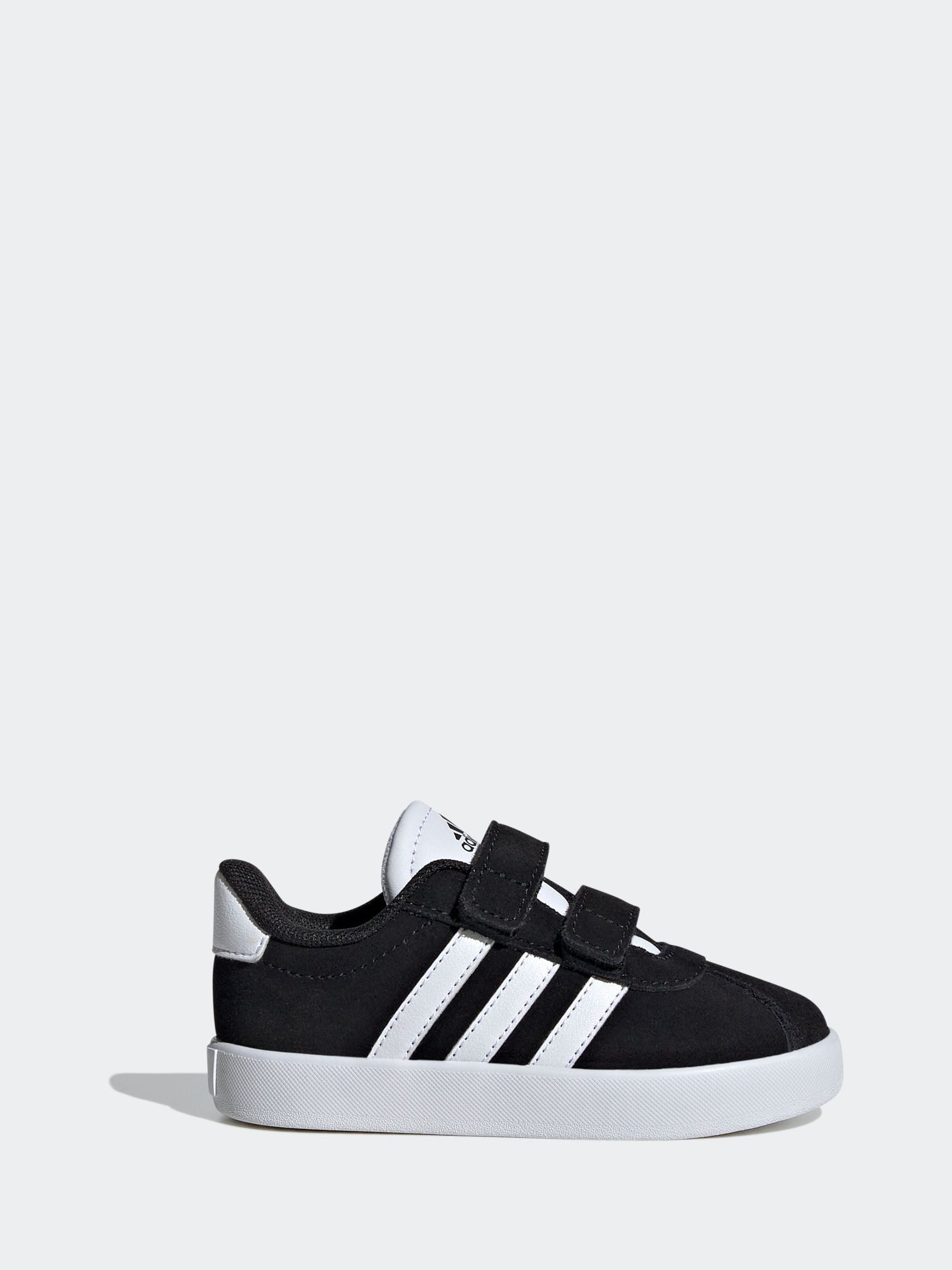 adidas White/Blue VL Court 3.0 Hook and Loop Infant Trainers view 1