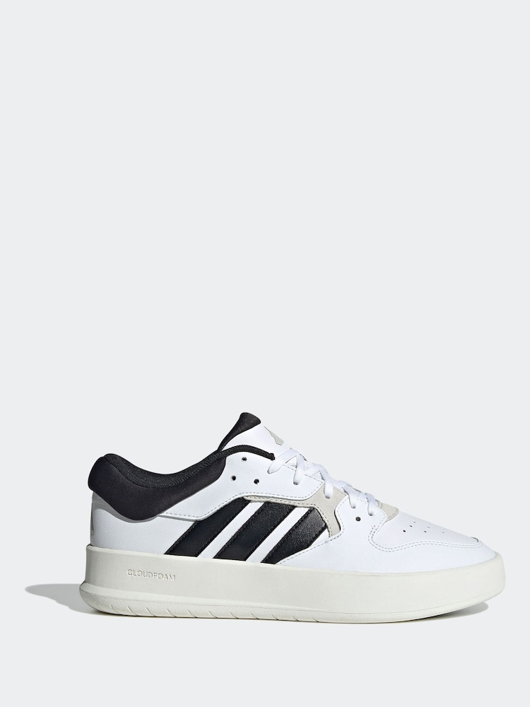 adidas White Black Court 24 Trainers - Image 1 of 11