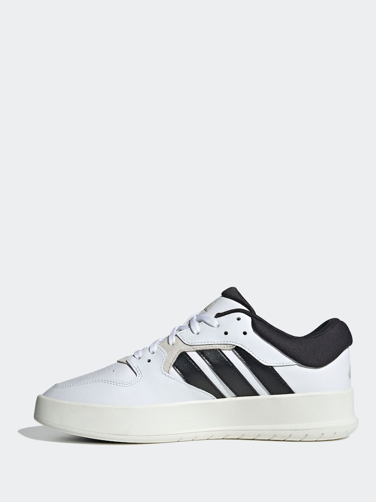 adidas White Black Court 24 Trainers - Image 2 of 11