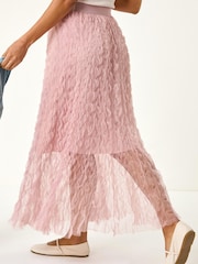 Roman Pink Textured Mesh Skirt - Image 4 of 5