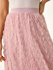 Roman Pink Textured Mesh Skirt - Image 5 of 5