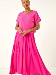 Roman Pink Cotton Top Overlay Midi Dress - Image 2 of 5