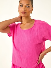 Roman Pink Cotton Top Overlay Midi Dress - Image 4 of 5