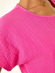 Roman Pink Cotton Top Overlay Midi Dress - Image 5 of 5