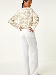 Roman White Textured Shimmer Wave Shrug - Image 3 of 5
