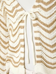 Roman White Textured Shimmer Wave Shrug - Image 5 of 5