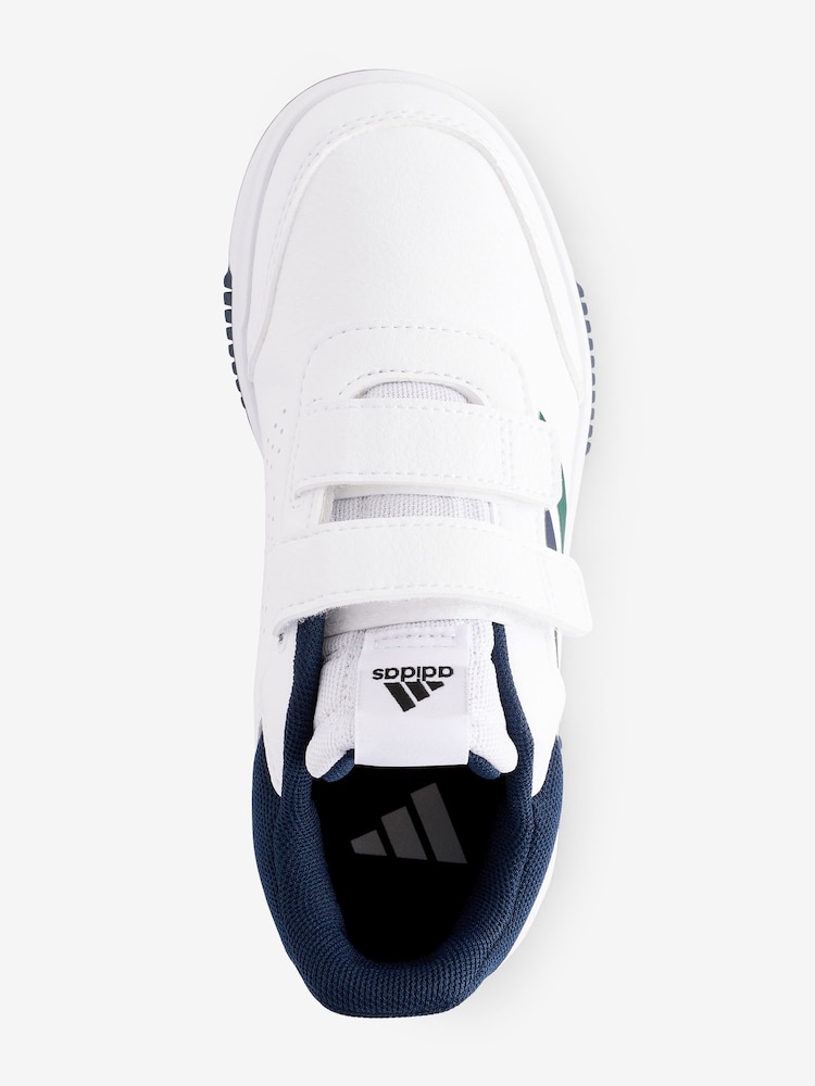 adidas White/Green/Blue Tensaur Hook and Loop Trainers - Image 3 of 5