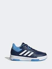 adidas Blue/White Tensaur Sport Lace Up Trainers - Image 1 of 9