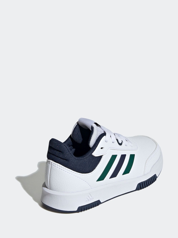 adidas White/Green/Blue Tensaur Sport Lace Up Trainers - Image 2 of 9