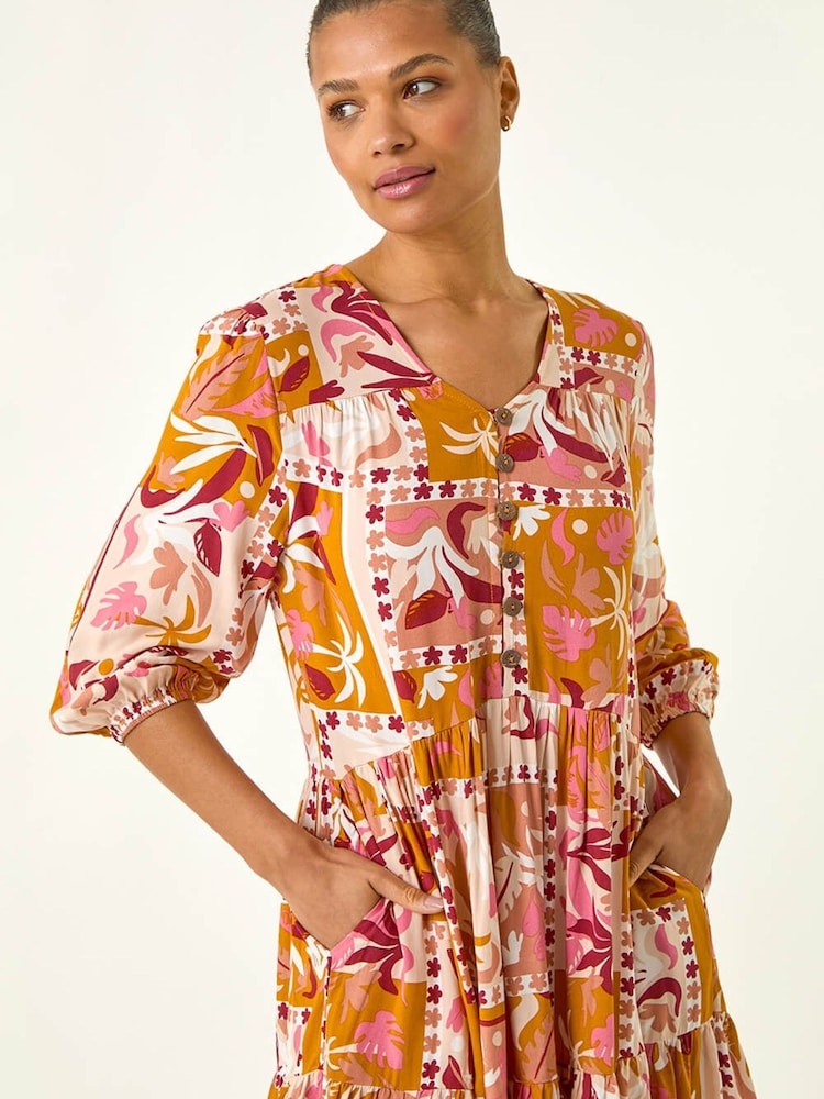 orange patchwork dress Buy Roman Orange Patchwork Smock V-Neck Dress from Next USA
