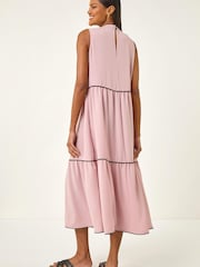 Roman Pink Tiered Swing Midi Dress - Image 2 of 4