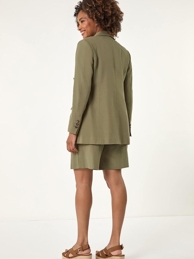 Roman Khaki Green Cotton Double Breasted Collar Jacket - Image 2 of 5
