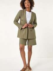 Roman Khaki Green Cotton Double Breasted Collar Jacket - Image 3 of 5