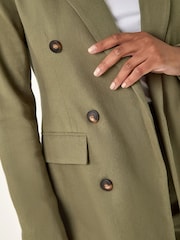 Roman Khaki Green Cotton Double Breasted Collar Jacket - Image 5 of 5
