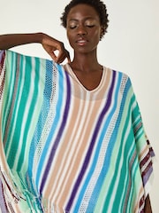 Roman Blue Multi Stripe Knit Poncho - Image 4 of 5