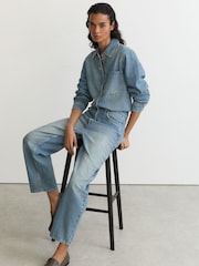 Reiss Mahni Relaxed Long-Sleeve Denim Jumpsuit - Bild 1 von 8