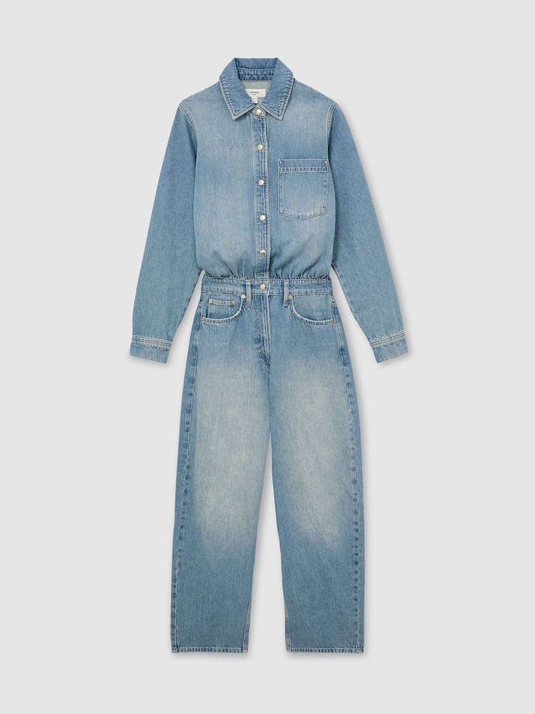 Reiss Mahni Relaxed Long-Sleeve Denim Jumpsuit - Bild 2 von 8 Reiss Mahni Relaxed Long-Sleeve Denim Jumpsuit - Bild 2 von 8