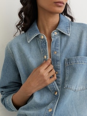 Reiss Mahni Relaxed Long-Sleeve Denim Jumpsuit - Bild 3 von 8