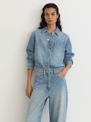 Reiss Mahni Relaxed Long-Sleeve Denim Jumpsuit - Bild 4 von 8
