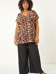 Roman Natural Curve Animal Print Woven Top - Image 2 of 5