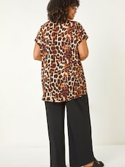 Roman Natural Curve Animal Print Woven Top - Image 3 of 5