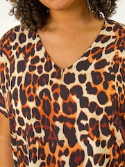 Roman Natural Curve Animal Print Woven Top - Image 5 of 5