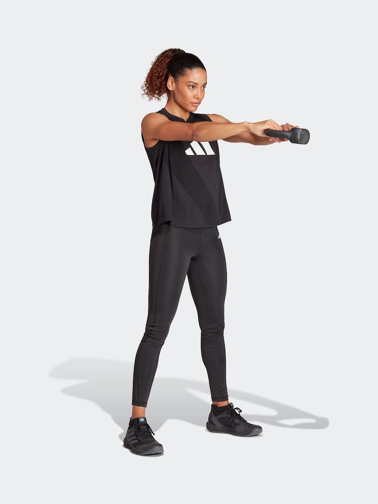 adidas Black Train Essentials Big Logo Training Vest Top - Image 3 of 6