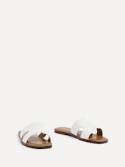 Linzi White Petra Flat Sliders With Open Loop Detailing - Image 3 of 5