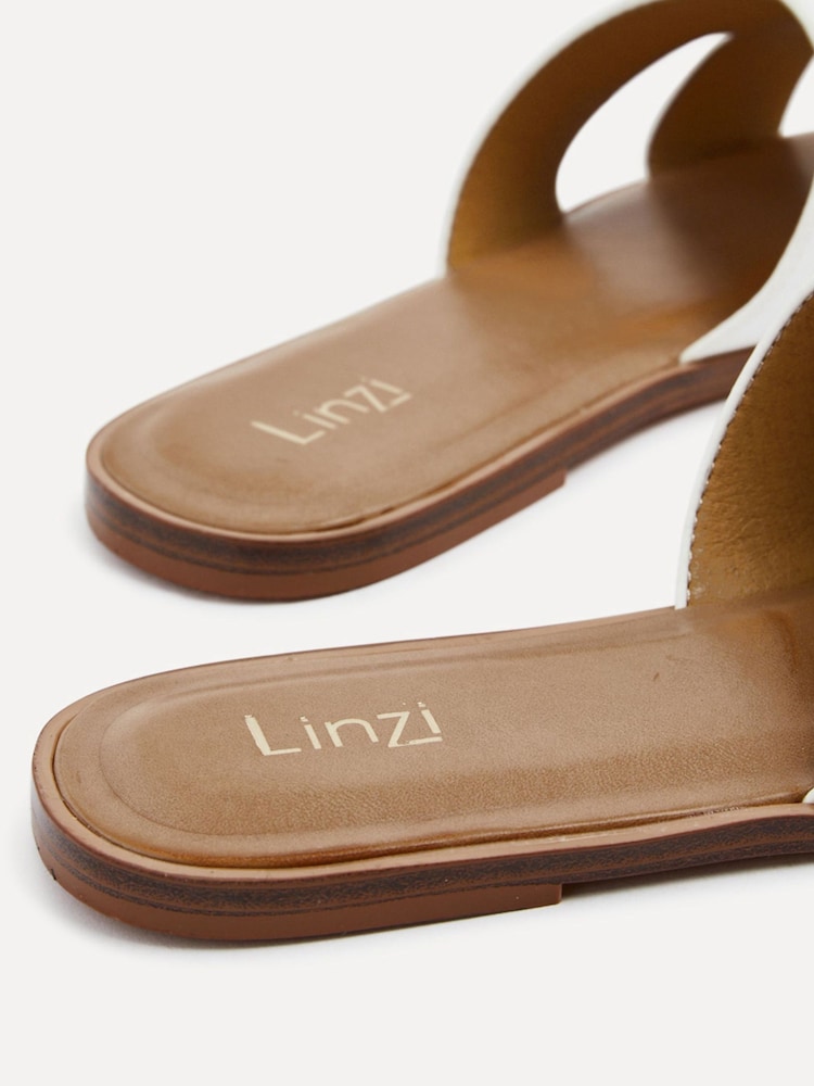 Linzi White Petra Flat Sliders With Open Loop Detailing - Image 5 of 5
