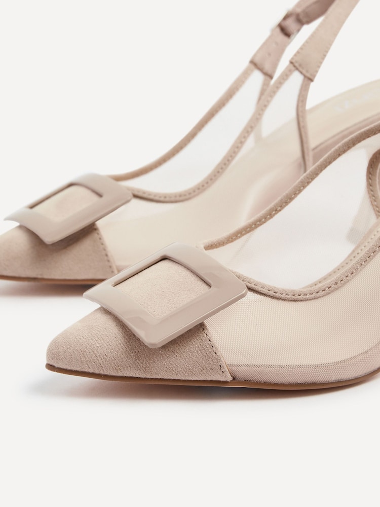Linzi Nude Ace Pointed Toe Court Heels With Mesh Detail - Image 4 of 5